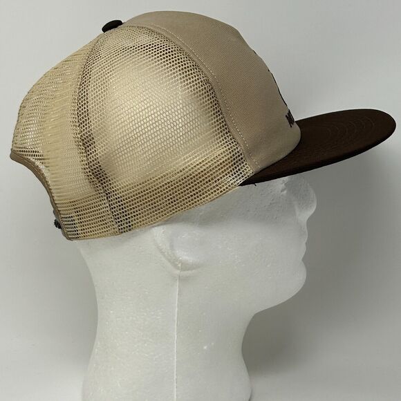 Vintage 80s The Morie Company Trucker Hat Baseball Cap Lighthouse Snapback Beige - Picture 7 of 8